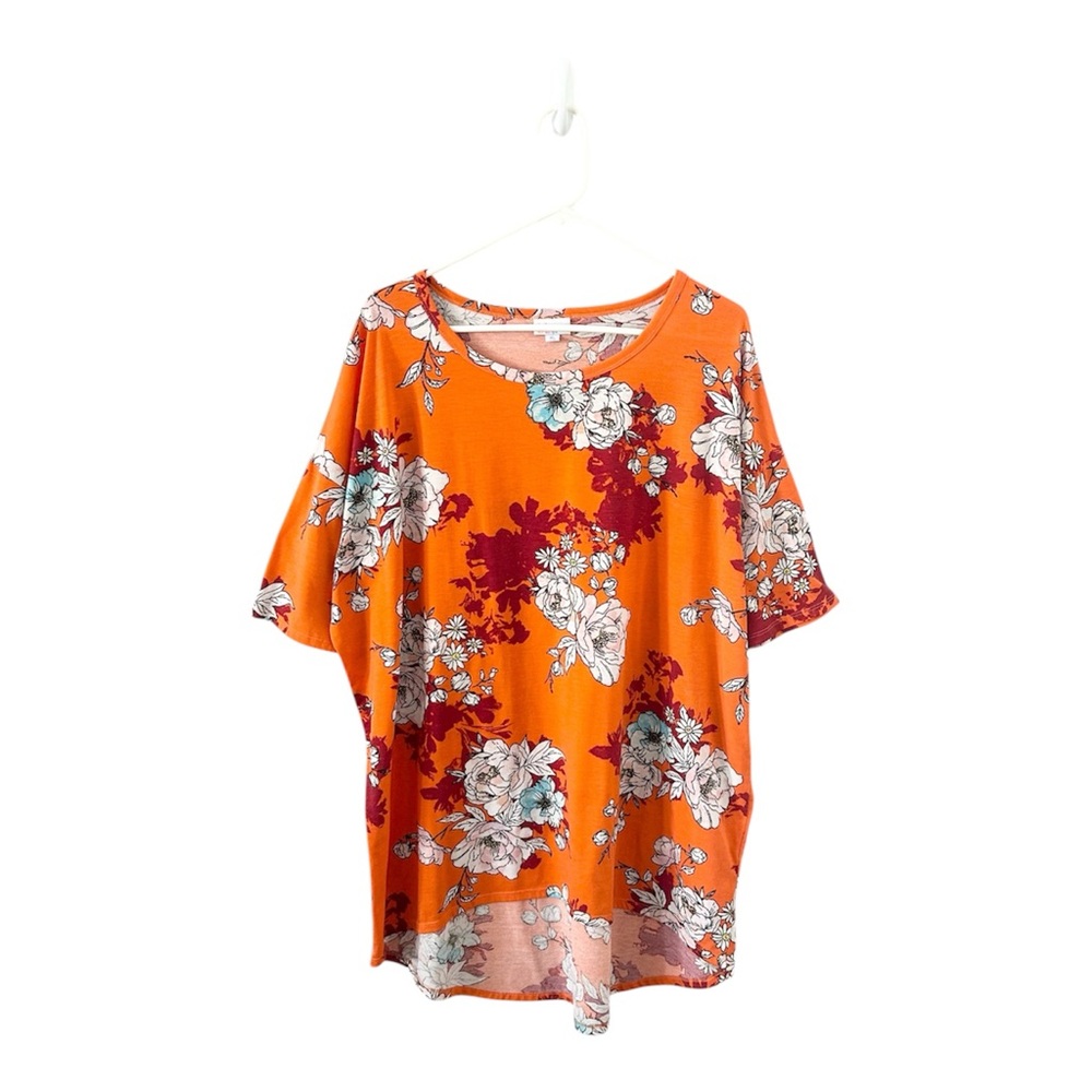 Lularoe Irma Orange Floral Blouse Size XL